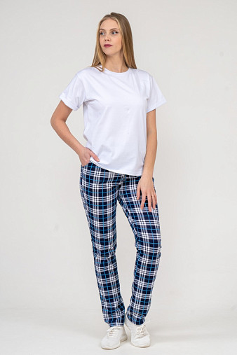Брюки Силуэт сине-голубой/клетка