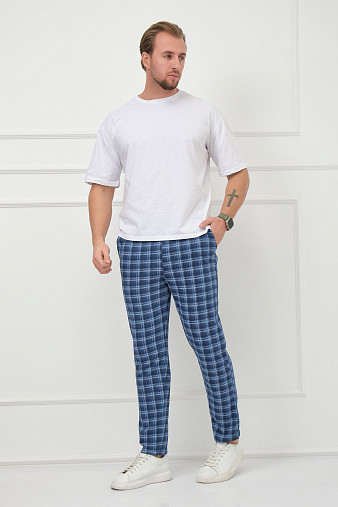 Брюки мужские Легион синий/клетка