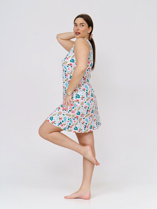 Ночная сорочка Бантик белый/цветы