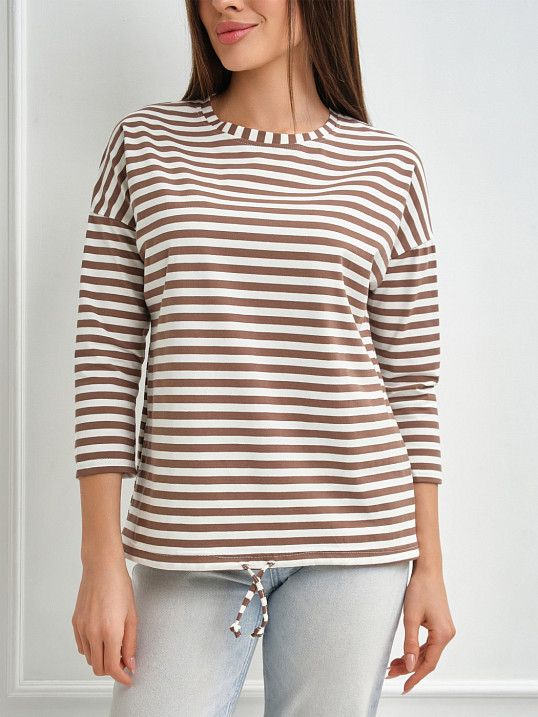 Лонгслив Николь какао/полоса