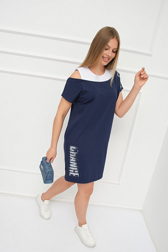 Платье женское Мирэль со стразами т.синий