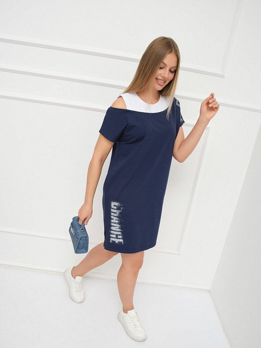 Платье женское Мирэль со стразами т.синий