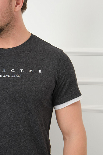 Футболка мужская Респект антрацит/меланж