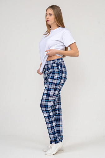 Брюки Силуэт сине-голубой/клетка