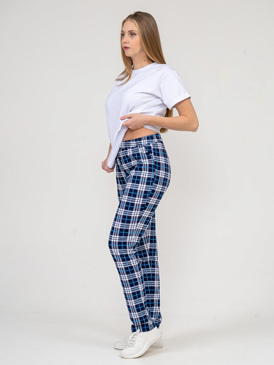 Брюки Силуэт сине-голубой/клетка