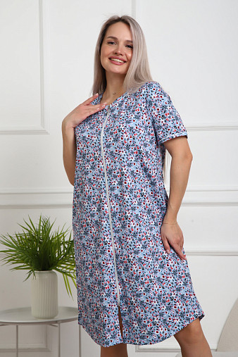 Халат Лотос набивка голубой/цветок