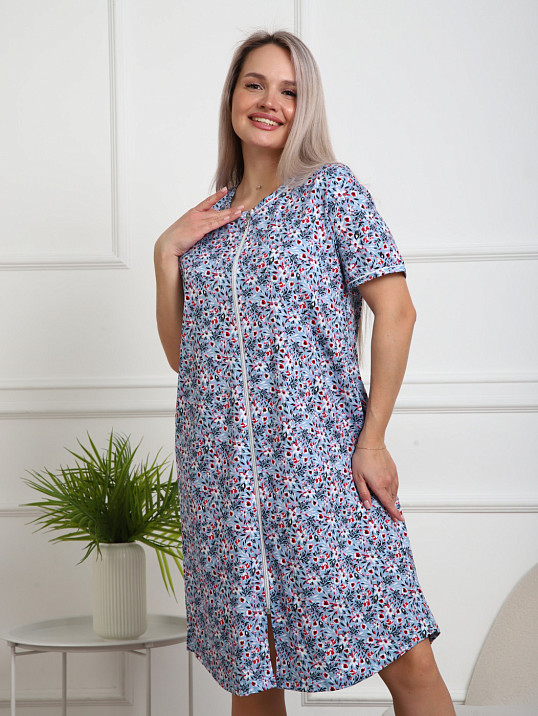 Халат Лотос набивка голубой/цветок