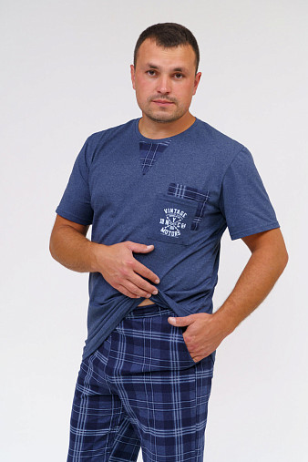 Брюки мужские Легион индиго/клетка