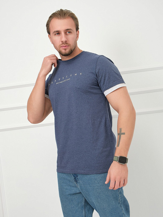 Футболка мужская Респект индиго/меланж