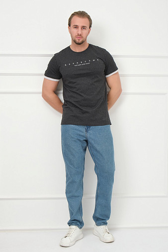 Футболка мужская Респект антрацит/меланж