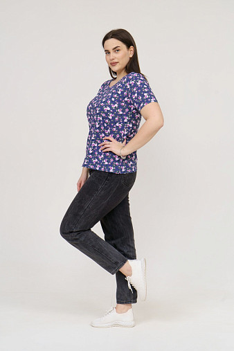 Футболка женская Незабудка индиго/цветы