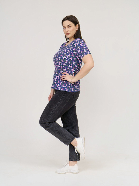 Футболка женская Незабудка индиго/цветы