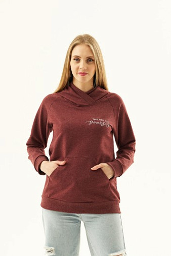 Толстовка женская ТЖФ-06 бордо/меланж