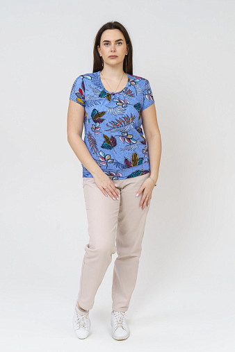 Футболка Фонарик х/б голубой/папоротник