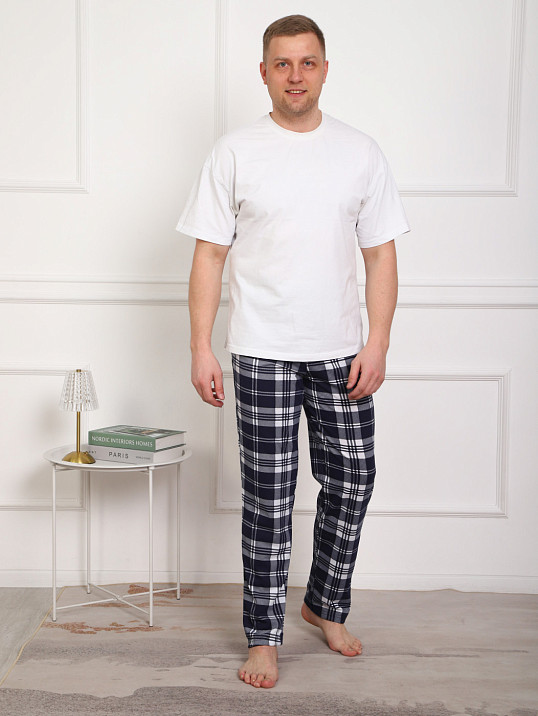 Брюки мужские Легион сине-белый/клетка