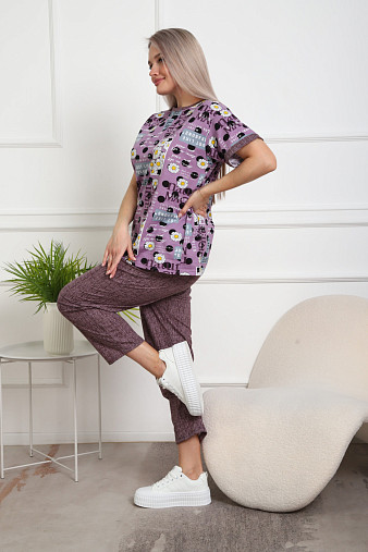 Костюм женский Линда лиловый/джинс ромашки