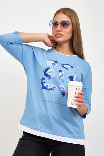 Лонгслив женский Тудей голубой