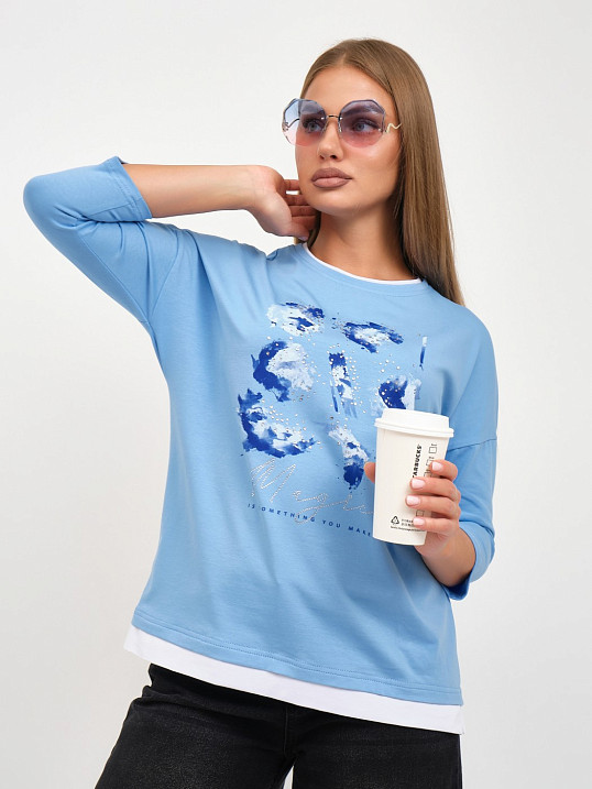 Лонгслив женский Тудей голубой