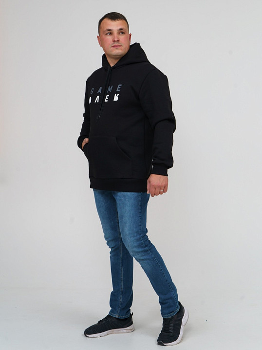 Толстовка мужская Тайм черная 3-х нитка начес