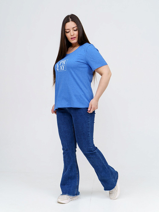 Футболка женская Ника индиго/меланж 