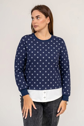 Толстовка женская Аврора синий/горох