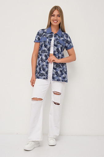 Рубашка Акцент джинс/папоротник