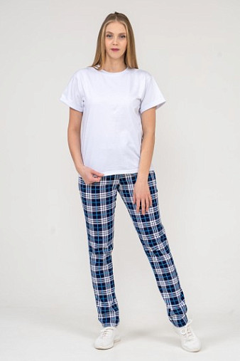 Брюки Силуэт сине-голубой/клетка