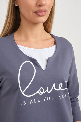 Свитшот женский Шрифт т.серый