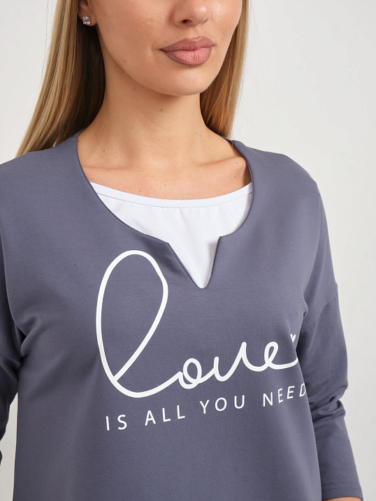 Свитшот женский Шрифт т.серый