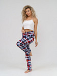 Брюки Силуэт сине-красный/клетка
