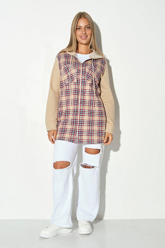 Рубашка жен. Гармония бежевый/клетка