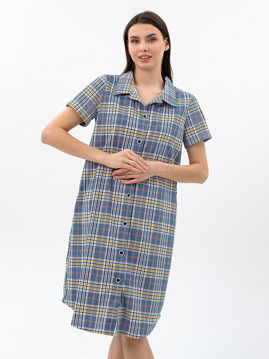 Халат Анна синий/клетка