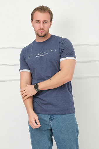 Футболка мужская Респект индиго/меланж