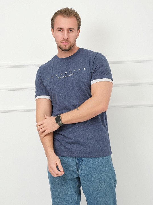 Футболка мужская Респект индиго/меланж