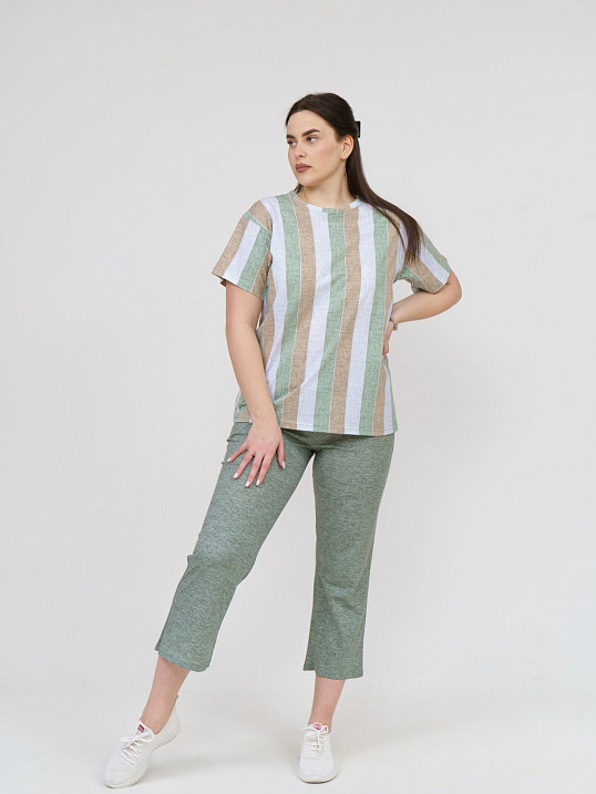 Костюм Поэзия фисташка/полоса