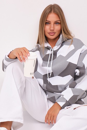 Толстовка жен. Геометрия 3-х нитка начес серый