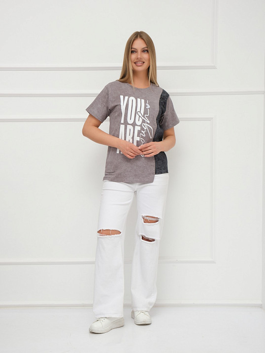 Футболка женская Рефлекс серый/антрацит