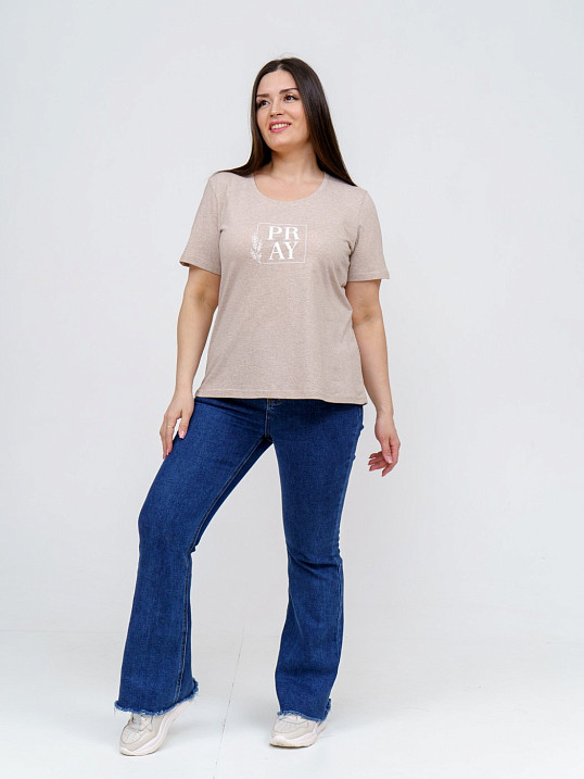 Футболка женская Ника бежевый/меланж