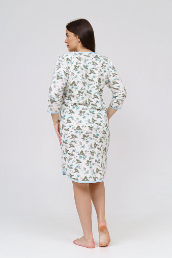 Ночная сорочка Камелия набивная белый/бирюза