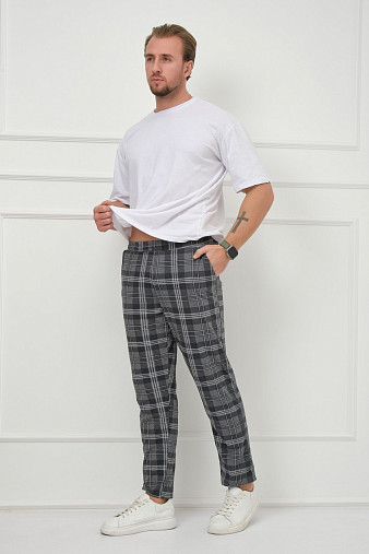 Брюки мужские Легион серый/клетка