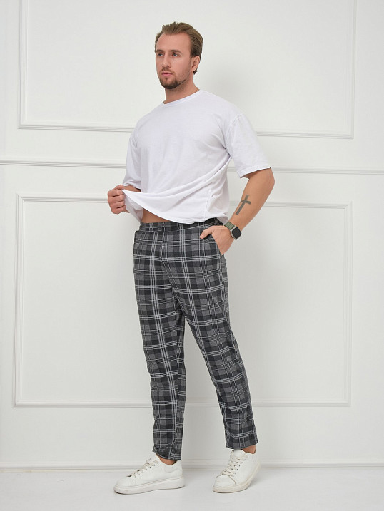 Брюки мужские Легион серый/клетка