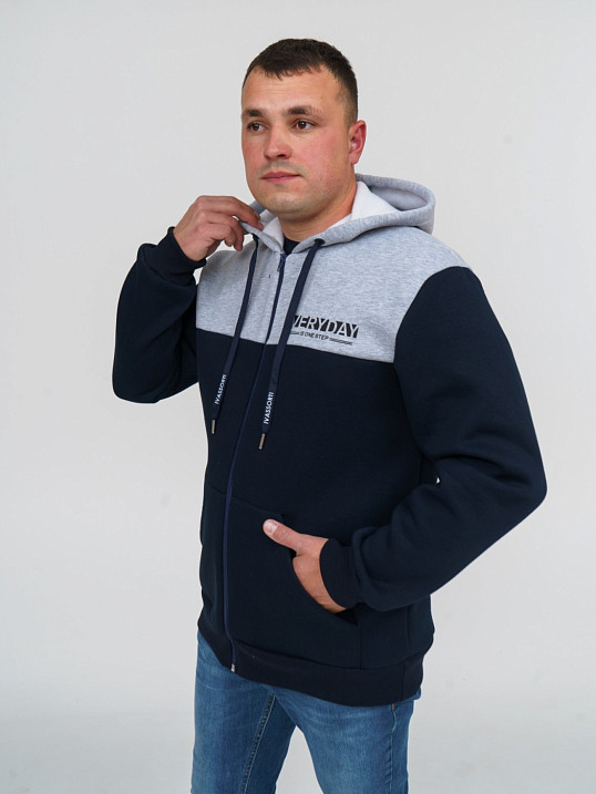 Толстовка мужская Фаворит синяя 3-х нитка начес