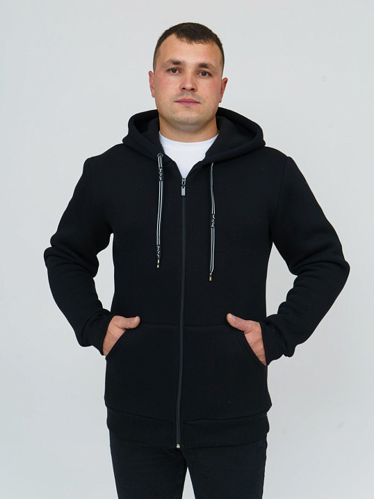 Толстовка мужская Степ без печати черная футер 3-х нитка