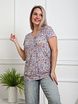 Футболка Фонарик вискоза брусника/цветы