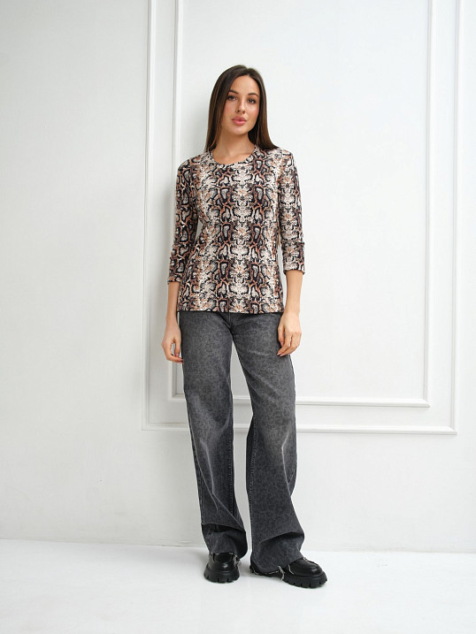 Лонгслив Флирт коричневый/питон