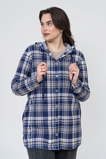 Рубашка Ривьера сине-бежевый/клетка