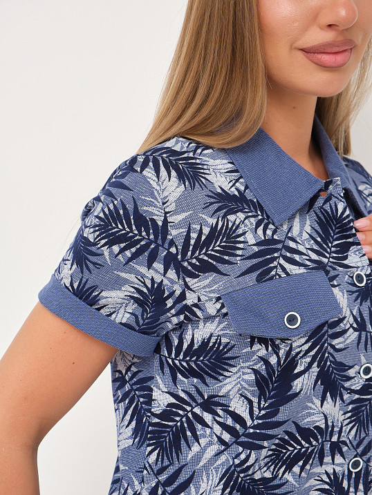 Рубашка Акцент джинс/папоротник