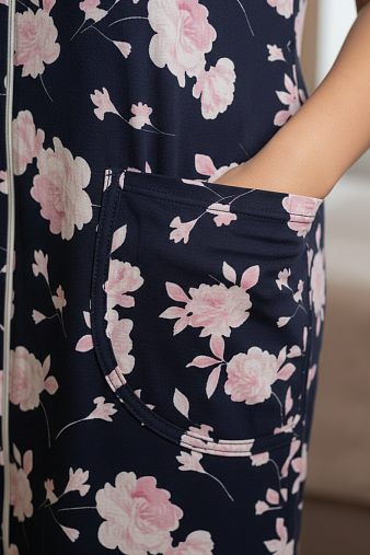 Халат Кира синий/розы