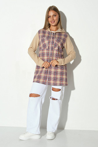 Рубашка жен. Гармония бежевый/клетка