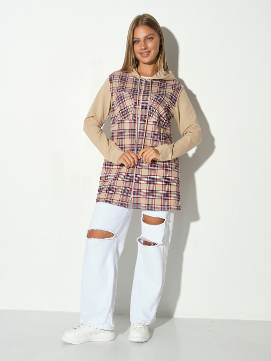 Рубашка жен. Гармония бежевый/клетка